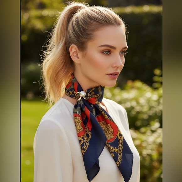 Elegant Gold Tone Faux Pearl Scarf Slide Holder / Cocktail Statement Ring - Picture 1 of 9